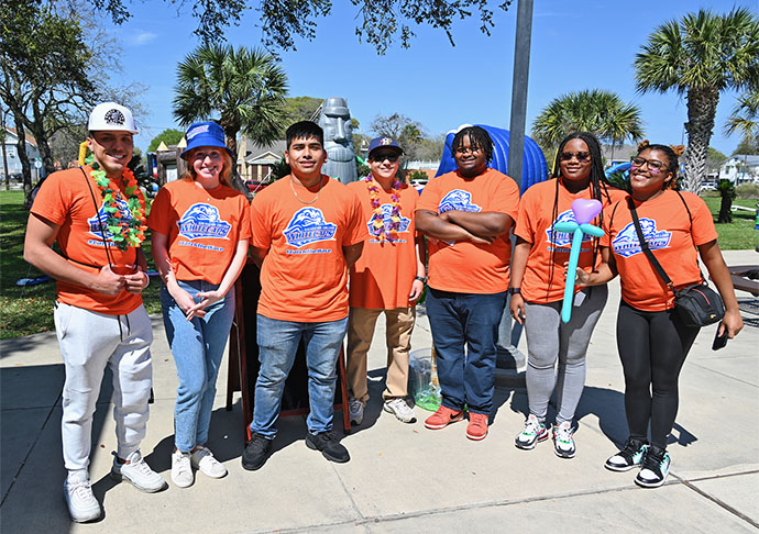 Galveston College students enjoying an afternoon of fun, food and giveaways at the GC Island Fest in 2024.