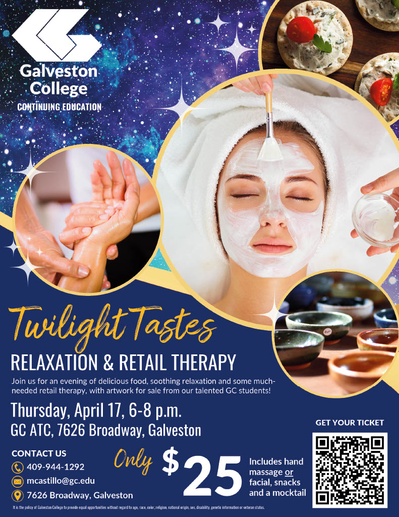 Flyer on Twilight Taste Facials & Artwork Galveston College