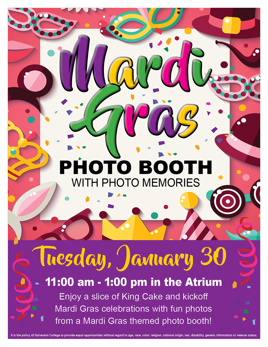 Mardi Gras Photo Booth, Tuesday, January 30