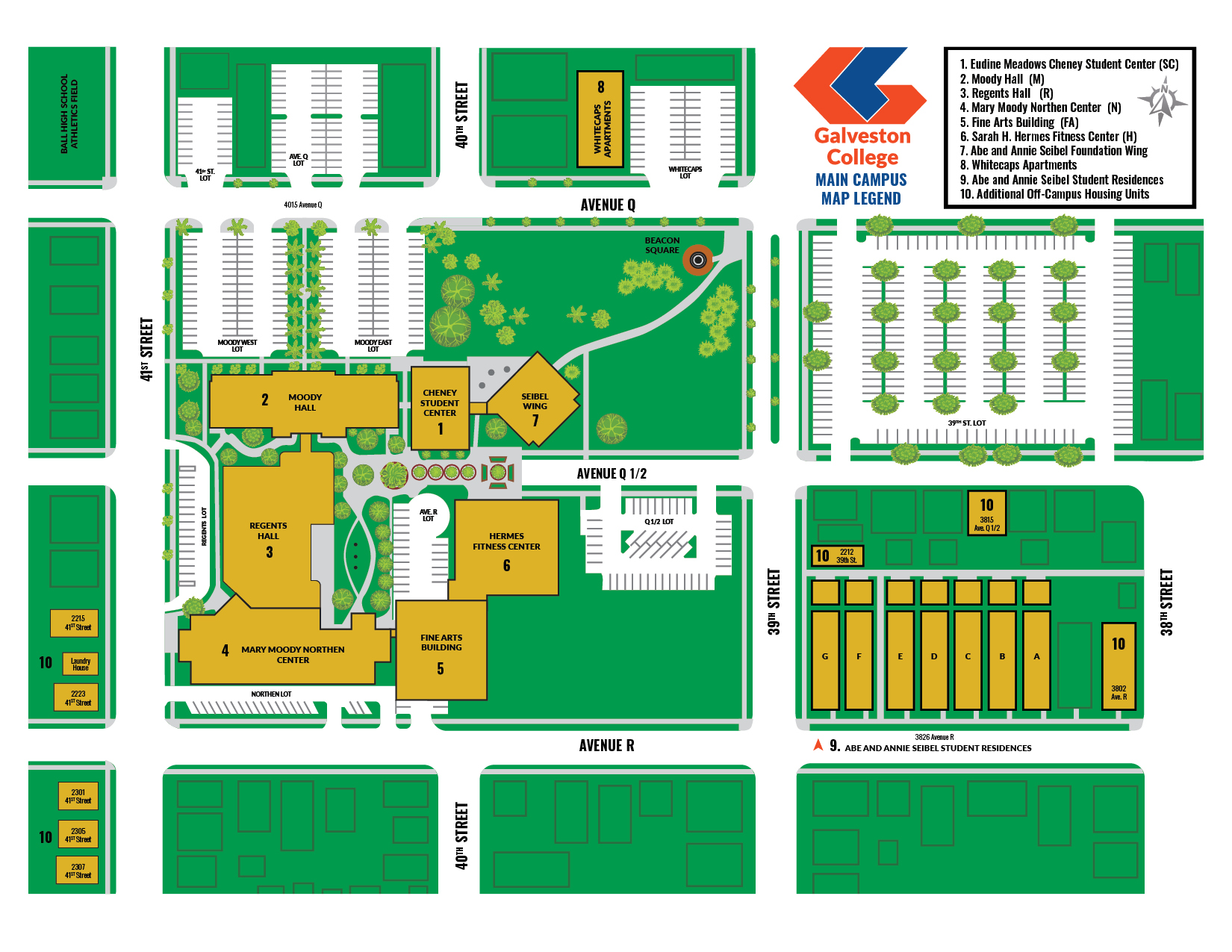 Galveston College Main Campus Maps with Student Housing